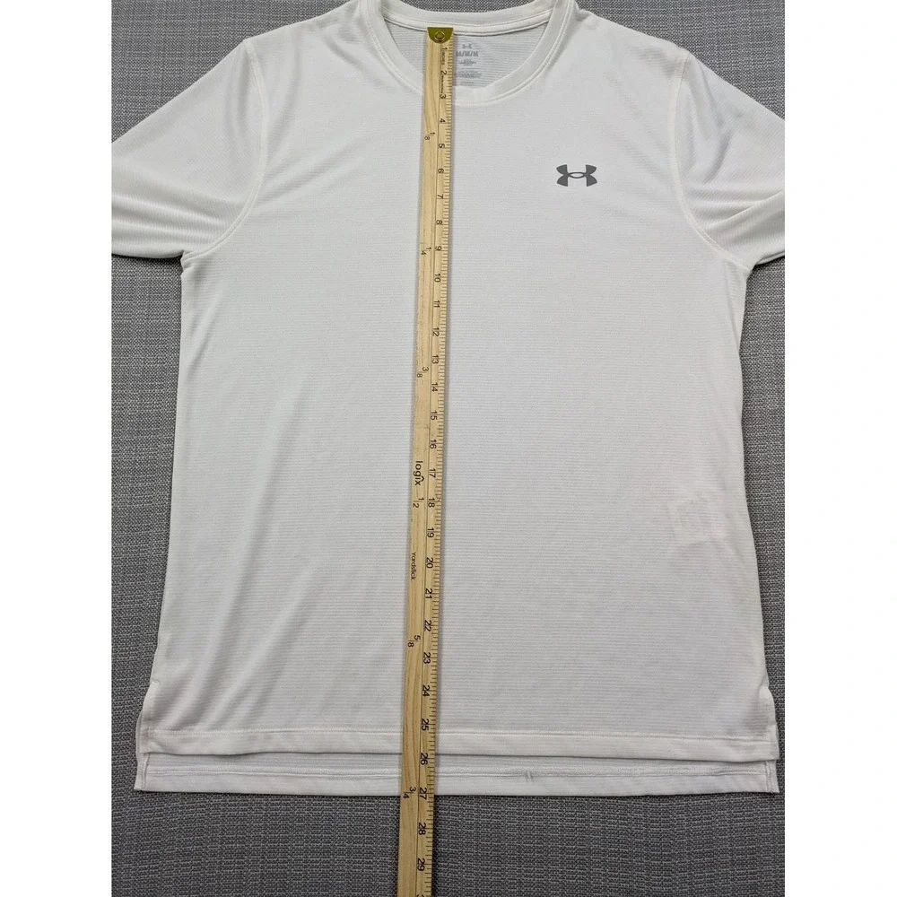 Under Armour Shirt Mens Medium White Long Sleeve Fitted Performance Base Layer